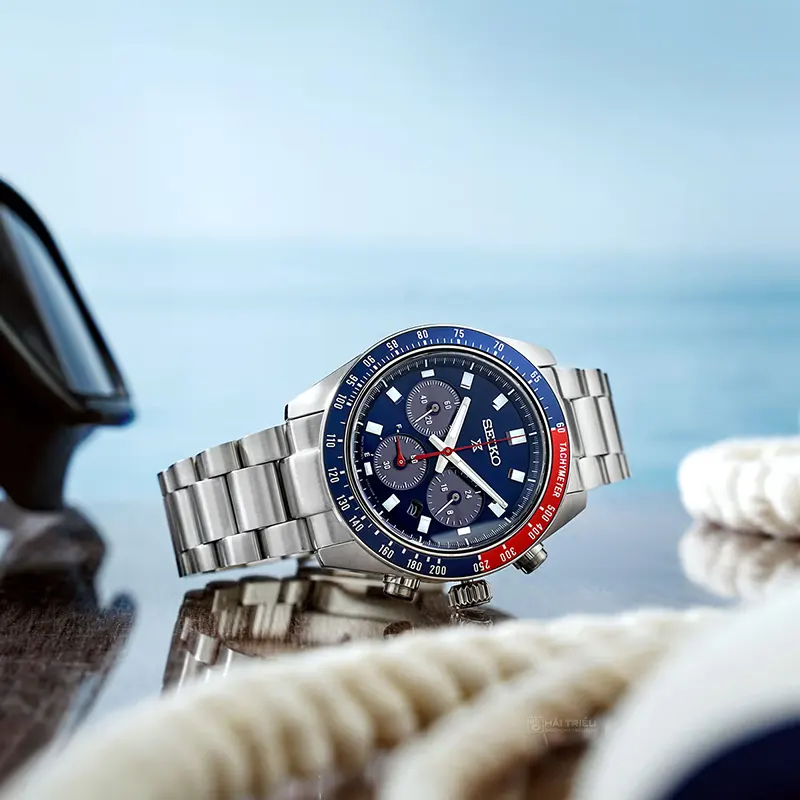 Seiko Prospex Speedtimer Solar Blue Dial Pepsi Bezel Men's Watch- SSC913P1